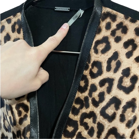 Elie Tahari Animal Print Zip-Up Sweater Jacket - Picture 3 of 4